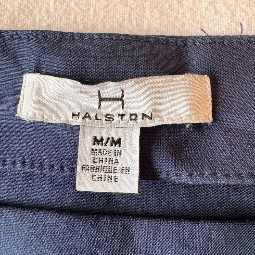 Women’s Medium H by Halston Navy Blue Top Long Sleeve Square Neck Tie Detail